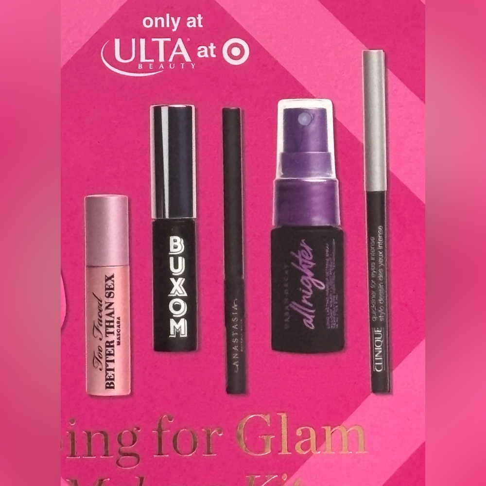 ULTA’S “Going for Glam” Bundle:  6 Piece Makeup Kit & Gold Makeup Bag NWT